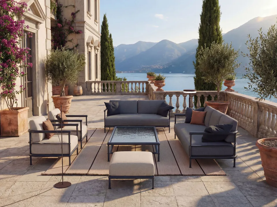 Kettal Alize outdoor furniture in use, catalog photograph