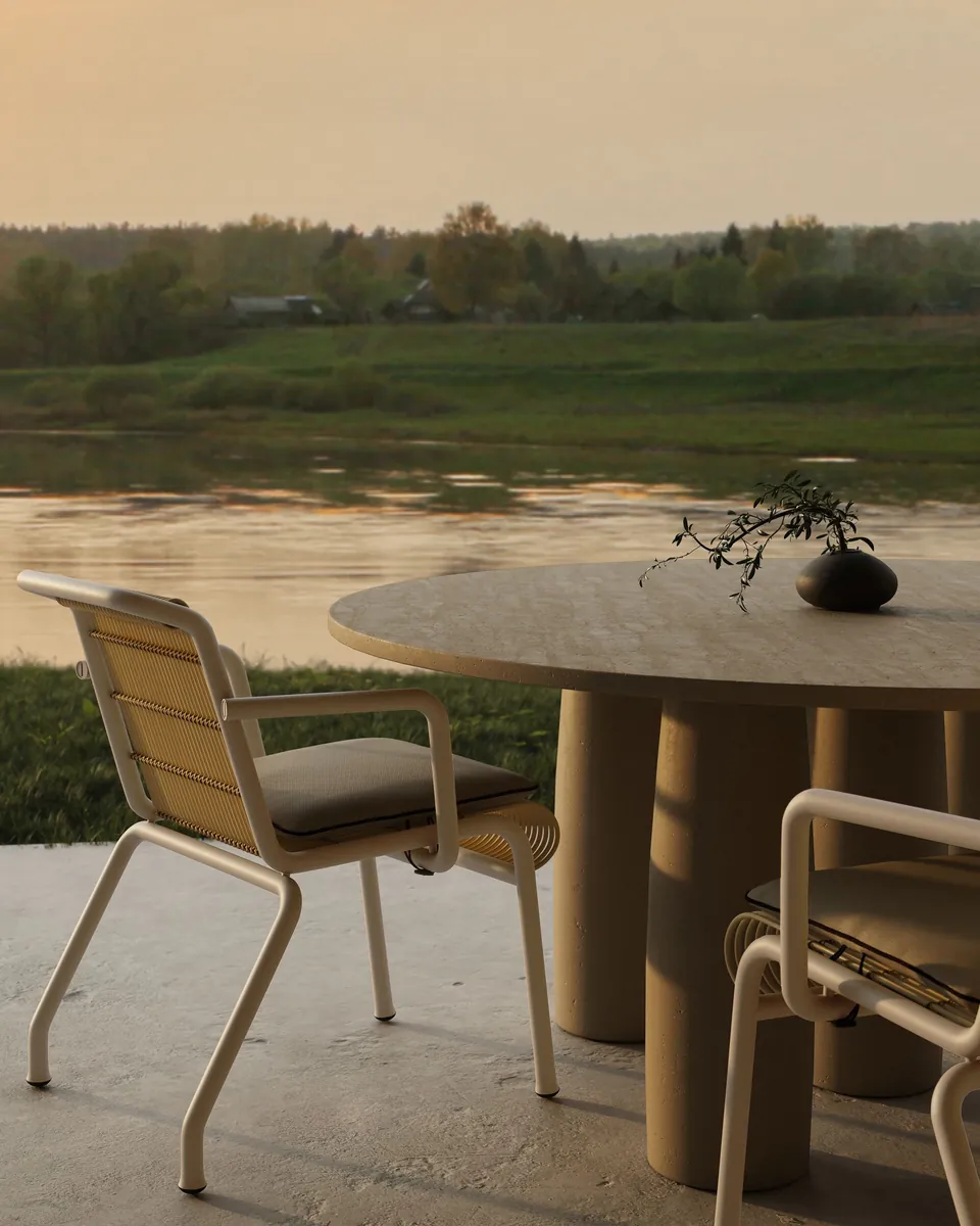 Kettal Eolias outdoor furniture in use, catalog photograph