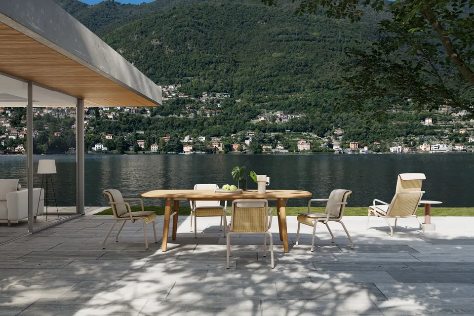 Kettal Eolias outdoor furniture in use, catalog photograph