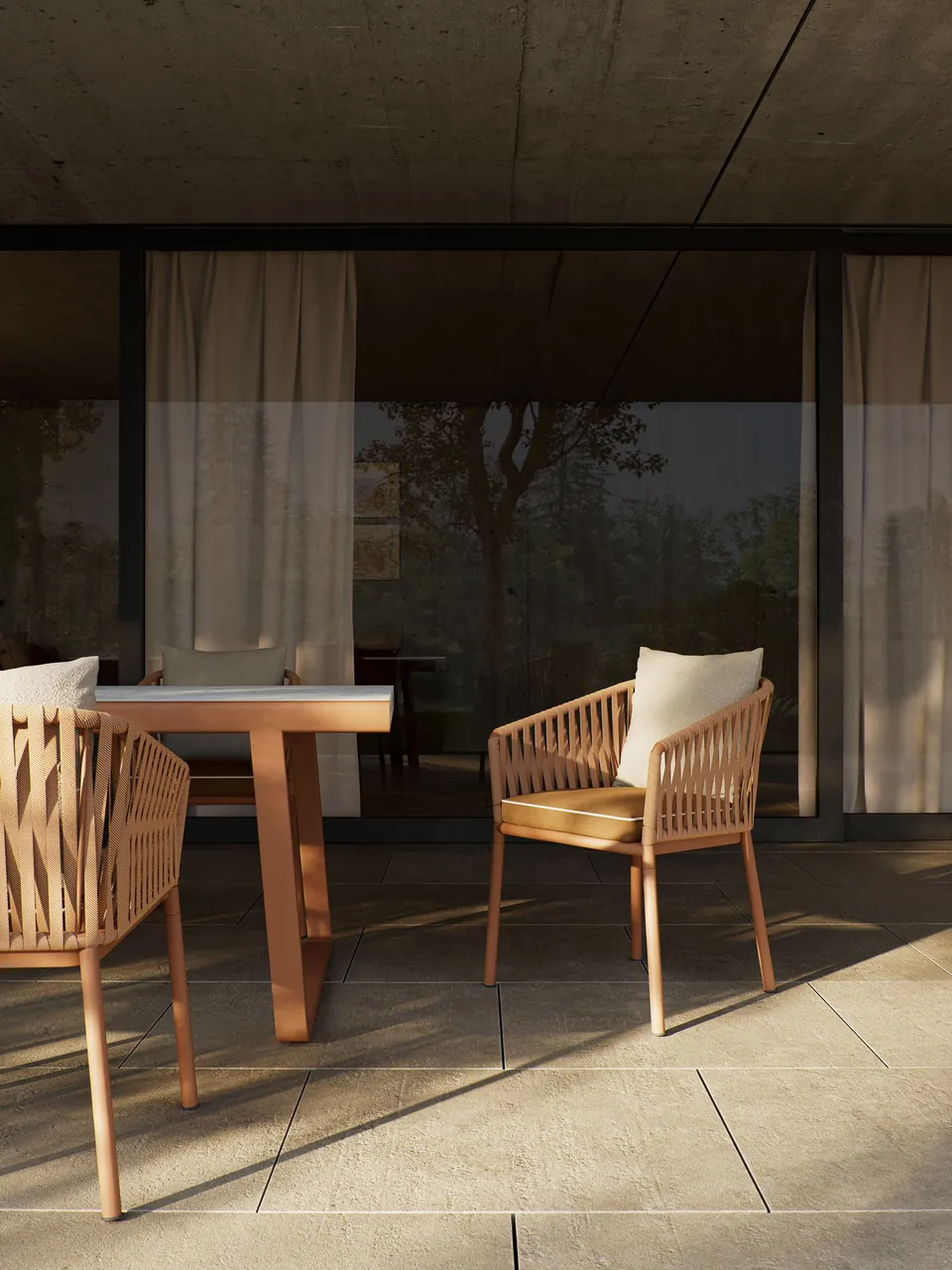 Kettal Grand Bitta outdoor furniture in use, catalog photograph