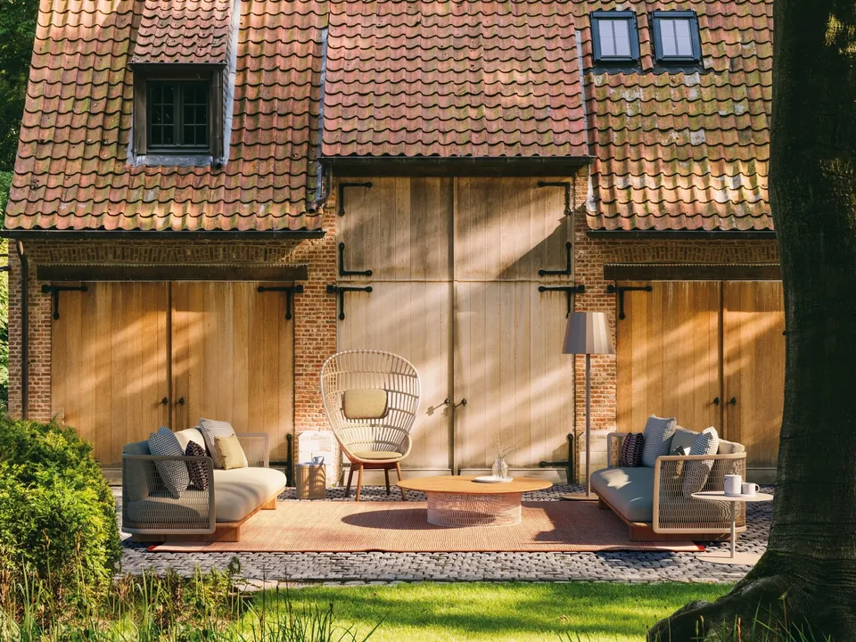 Kettal Mesh outdoor furniture in use, catalog photograph
