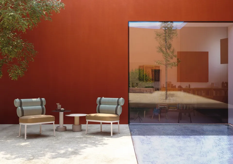 Kettal Roll outdoor furniture in use, catalog photograph