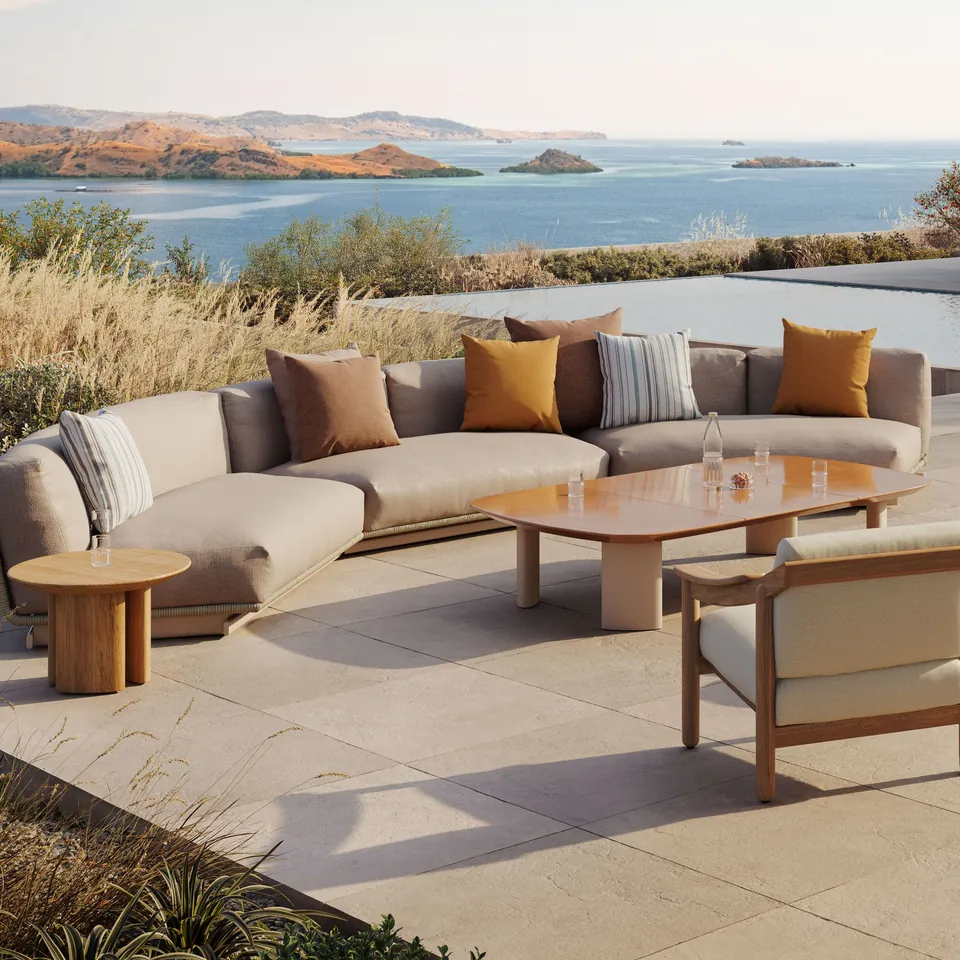 Kettal Tilos outdoor furniture in use, catalog photograph